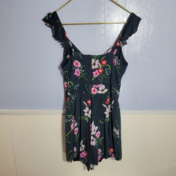 Adam Levine Medium Dark Green Bright Floral Flowy Lightweight Summer Romper - Picture 7 of 11